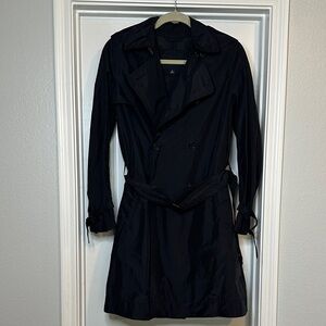 BR Navy Double-Breasted Rain/Trench Coat. Size S.
